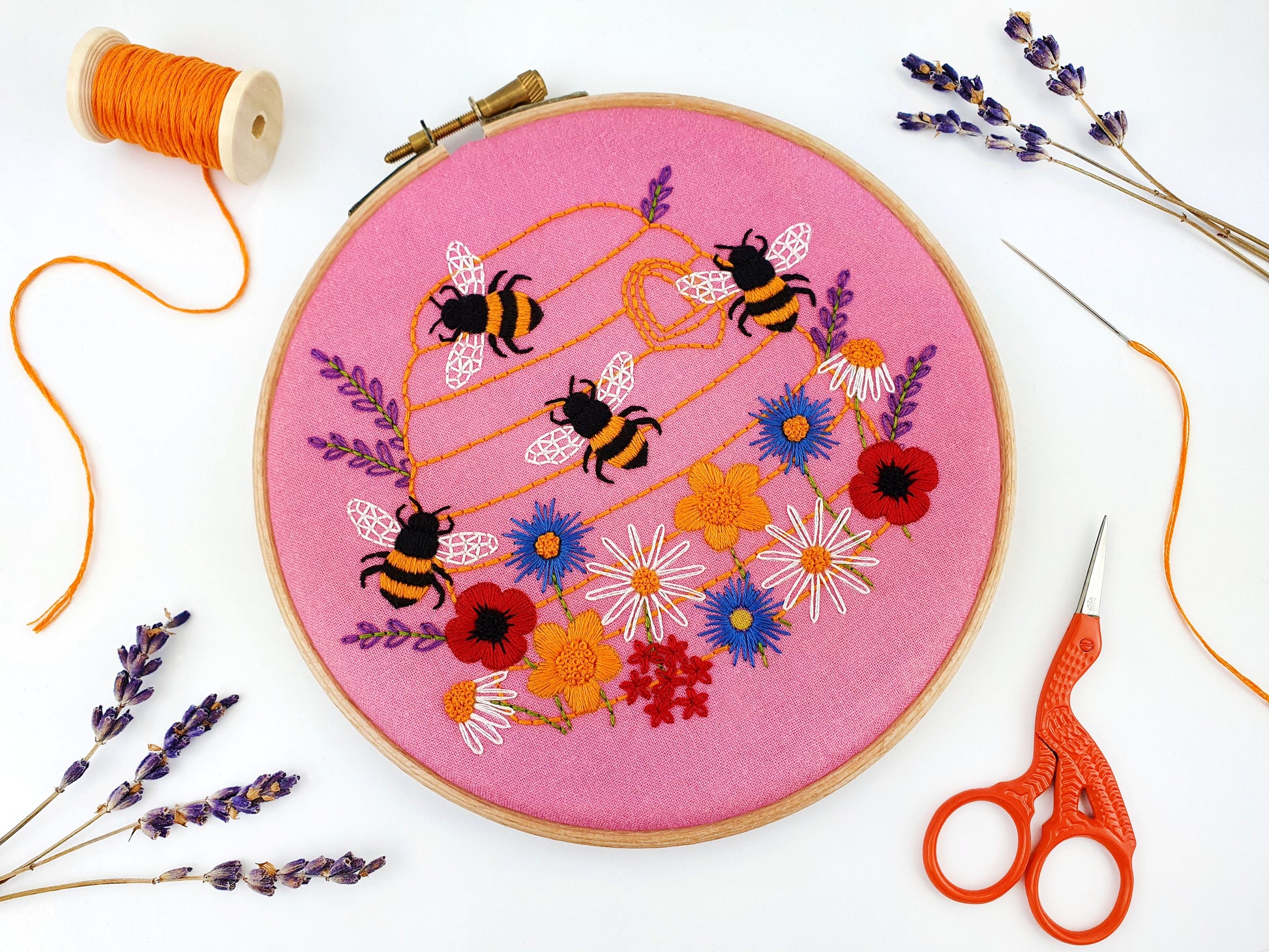 Honey Bees and Wildflowers Embroidery Kit - Embroidery Kits - ohsewbootiful