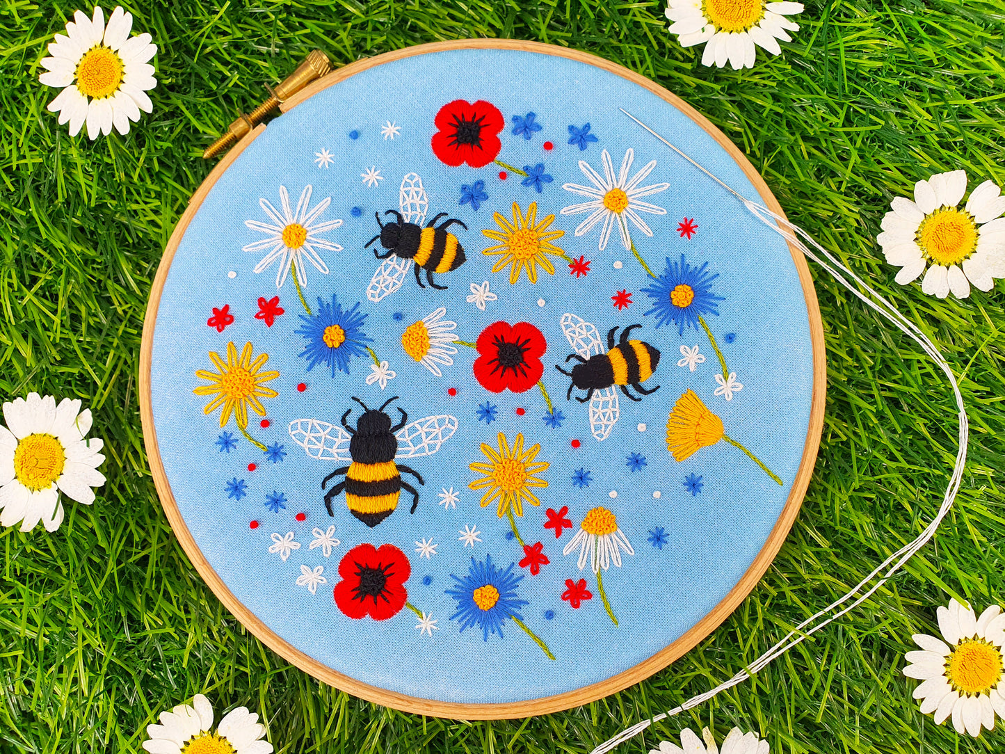 Bees and Wildflowers Embroidery Kit - Embroidery Kits - ohsewbootiful