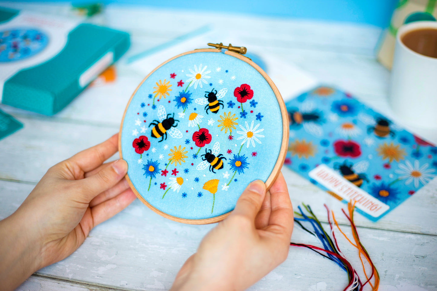 Bees and Wildflowers Embroidery Kit - Embroidery Kits - ohsewbootiful