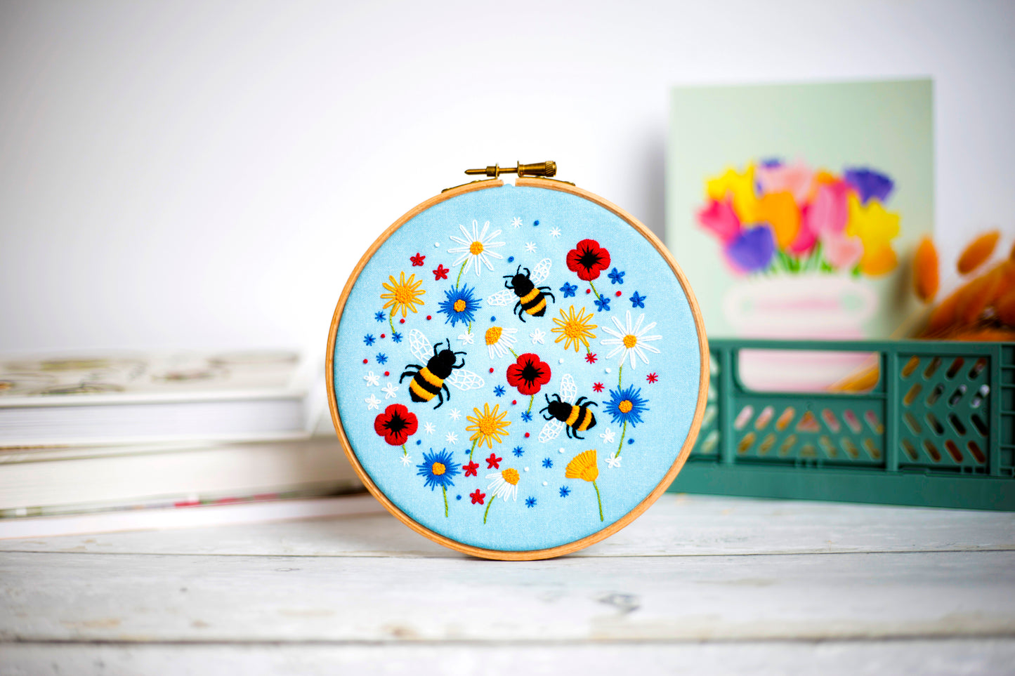 Bees and Wildflowers Embroidery Kit - Embroidery Kits - ohsewbootiful