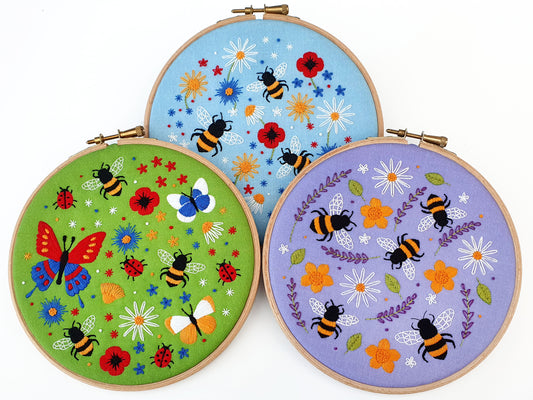 Bees, Butterflies and Wildflowers Embroidery Kit Bundle - Embroidery Kits - ohsewbootiful