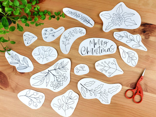 Christmas Foliage Stick and Stitch Embroidery Patterns -  - ohsewbootiful