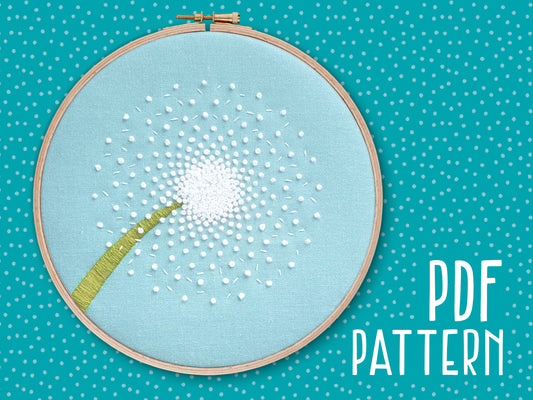 Dandelion Clock Embroidery PDF Pattern -  - ohsewbootiful