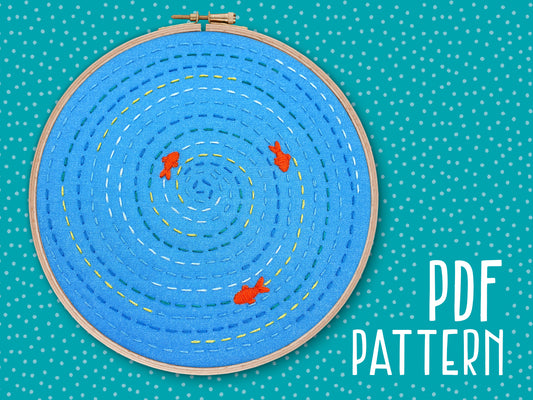 Fish Pond Embroidery PDF Pattern -  - ohsewbootiful