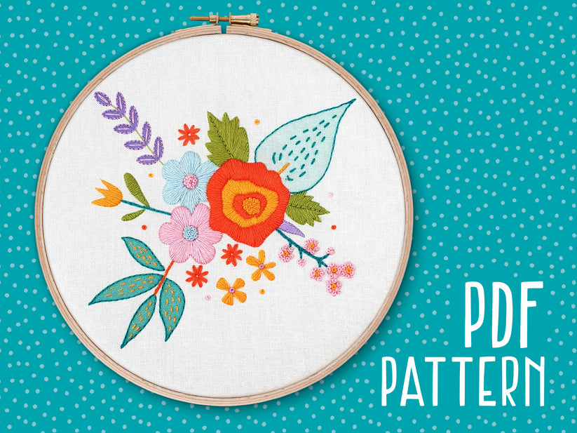 Spring Flowers Embroidery PDF Pattern – ohsewbootiful