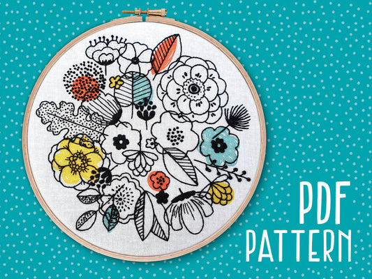 Floral Shadows Embroidery PDF Pattern -  - ohsewbootiful