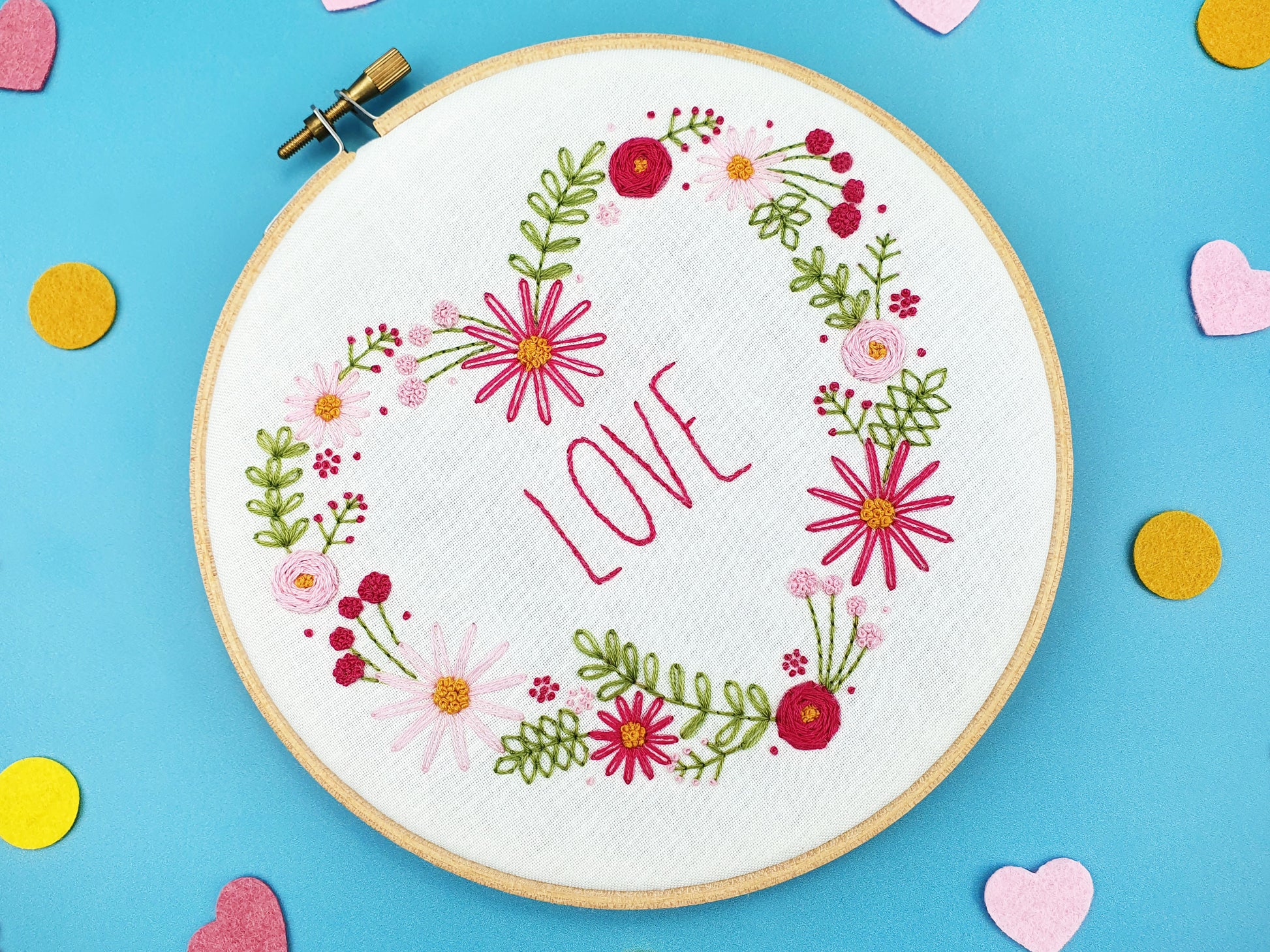 Floral Love Heart Embroidery PDF Pattern -  - ohsewbootiful