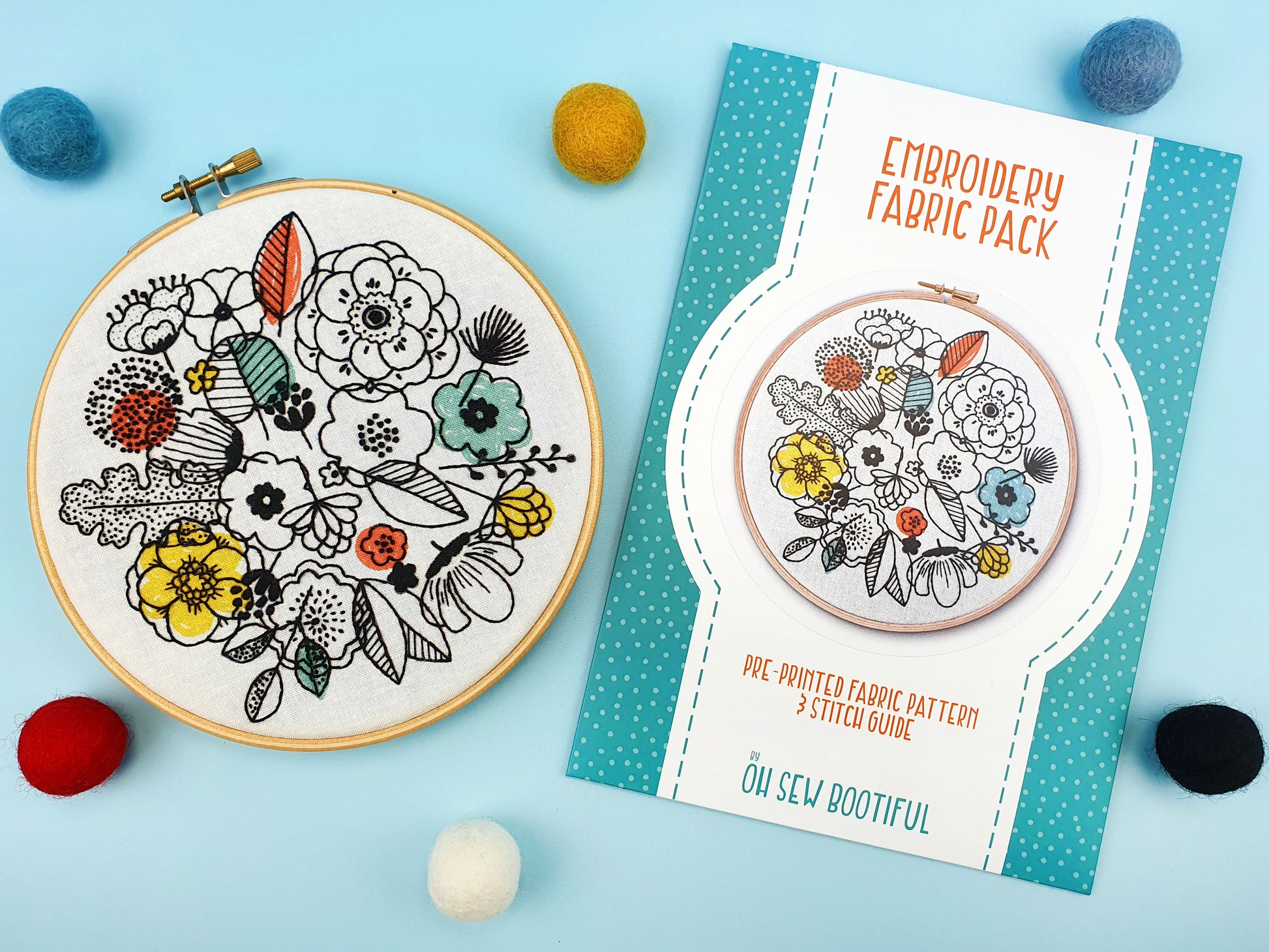 Floral Shadows Embroidery Fabric Pattern Pack - Fabric Packs - ohsewbootiful
