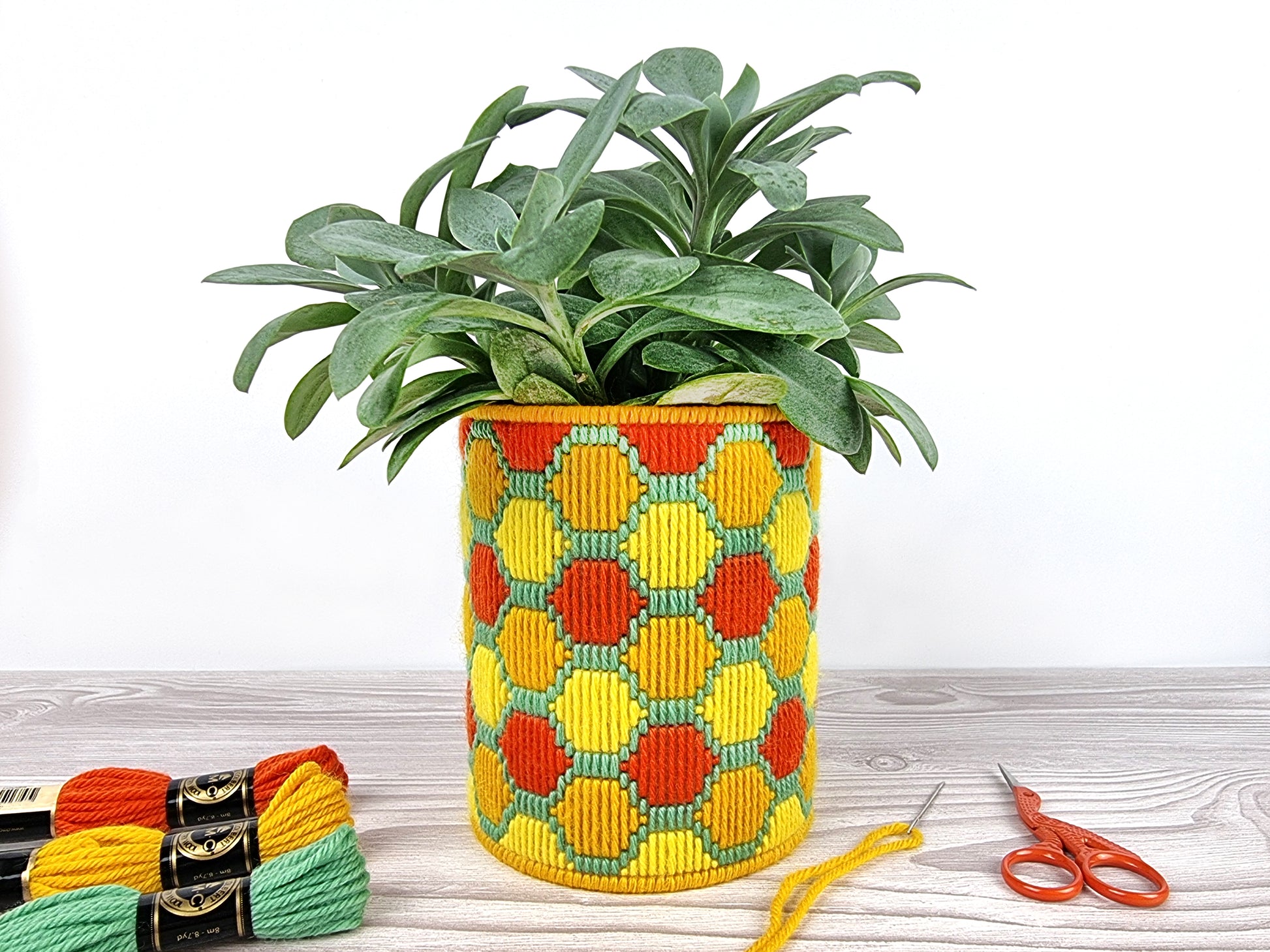 Bargello Tapestry Kit - Honeycomb Planter Kit - Bargello Kit - ohsewbootiful