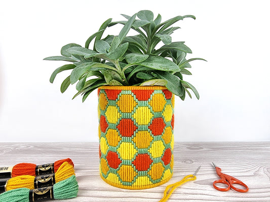 Bargello Tapestry Kit - Honeycomb Planter Kit - Bargello Kit - ohsewbootiful