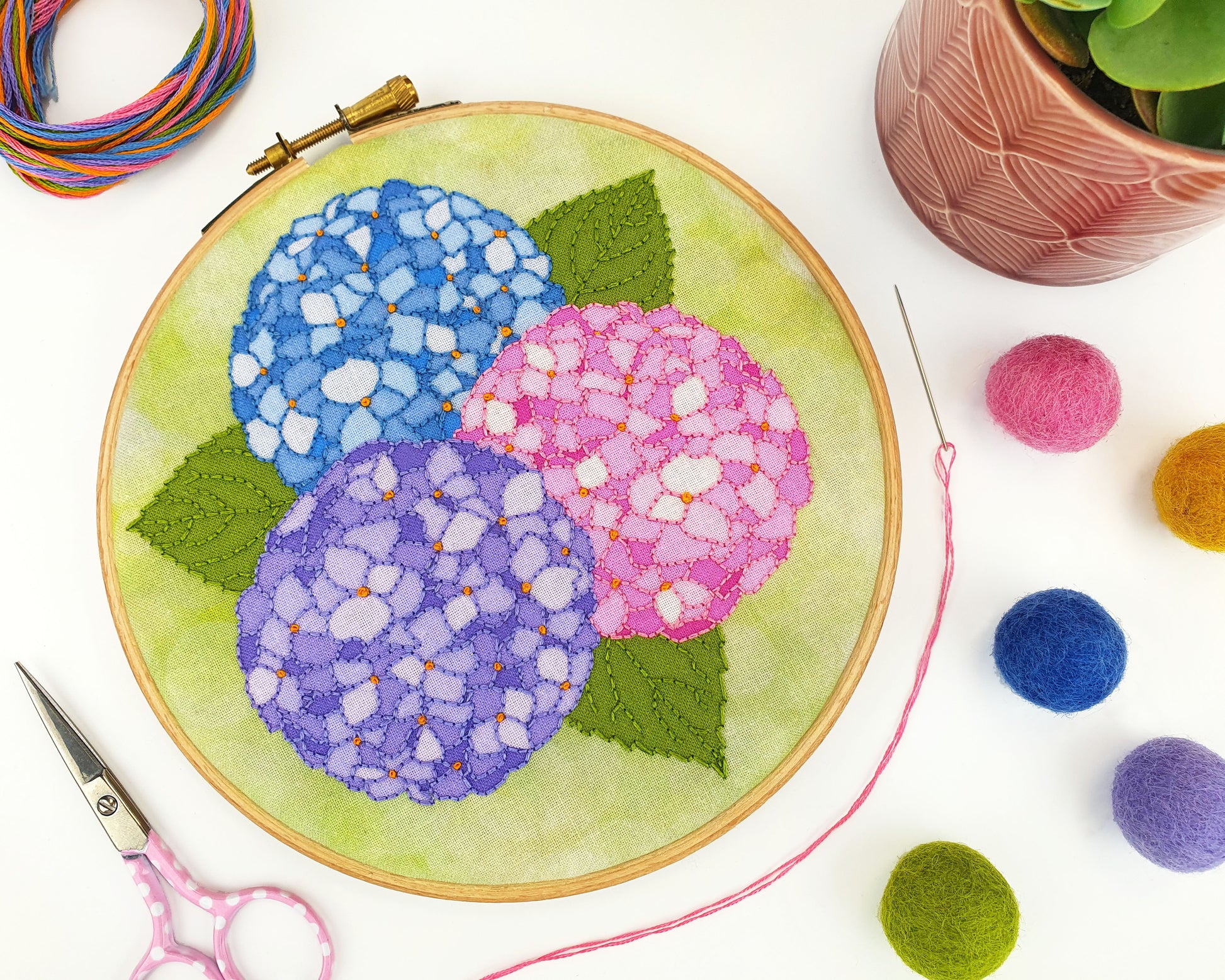 Hydrangea Embroidery Kit - Embroidery Kits - ohsewbootiful
