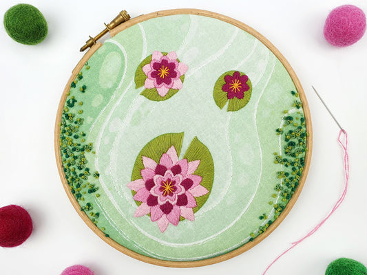 Lily Pad Embroidery Kit, Pond Needlecraft Kit - Embroidery Kits - ohsewbootiful