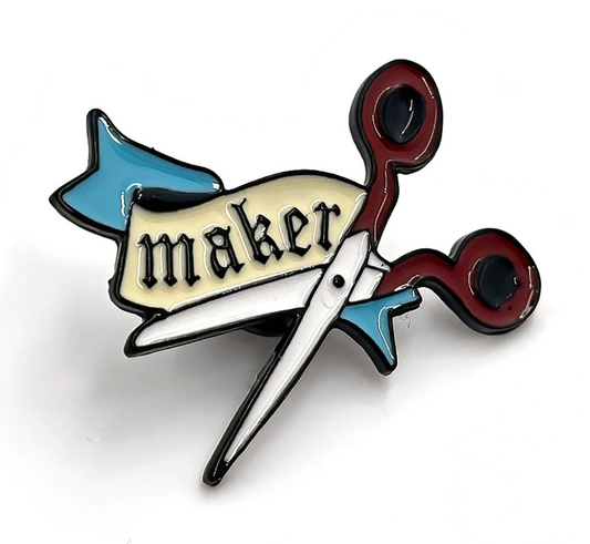 Maker Scissors Enamel Pin Badge Brooch - Embroidery Supplies - ohsewbootiful