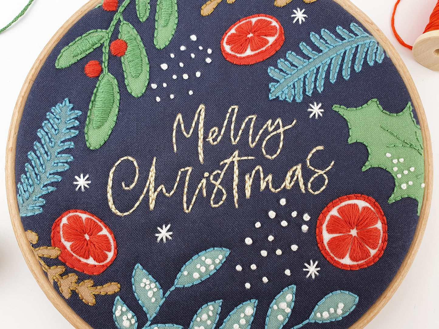 Merry Christmas Embroidery Kit - Embroidery Kits - ohsewbootiful