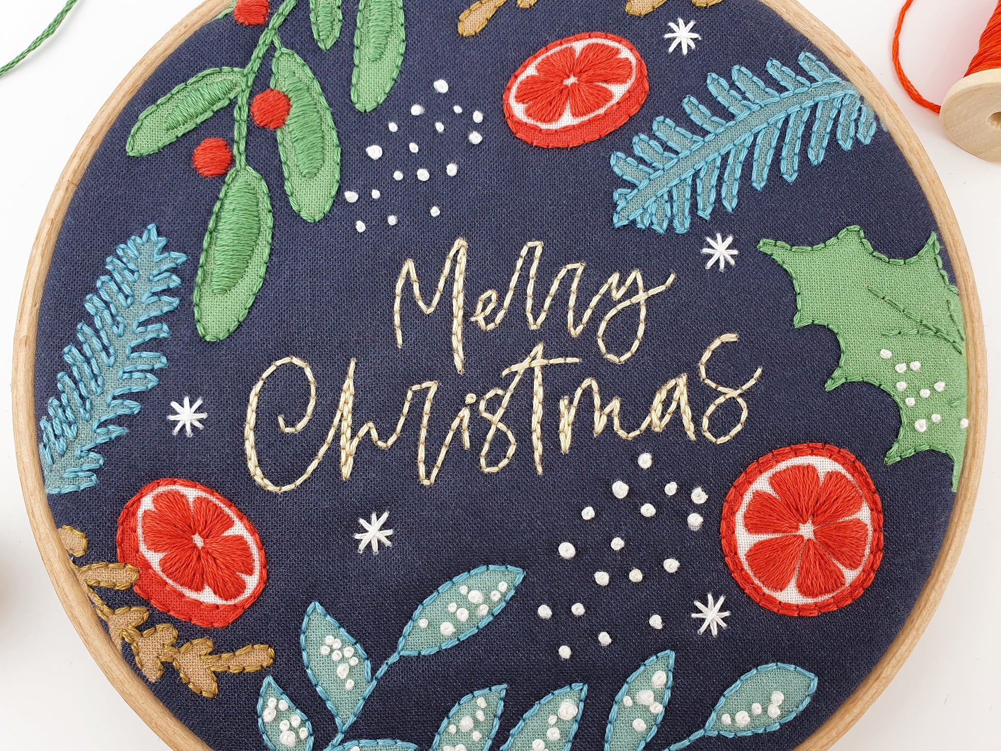 Merry Christmas Embroidery Kit - Embroidery Kits - ohsewbootiful