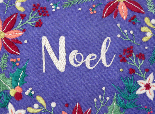 Noel Christmas Floral Wreath Embroidery Kit, Christmas Craft Kit - Embroidery Kits - ohsewbootiful