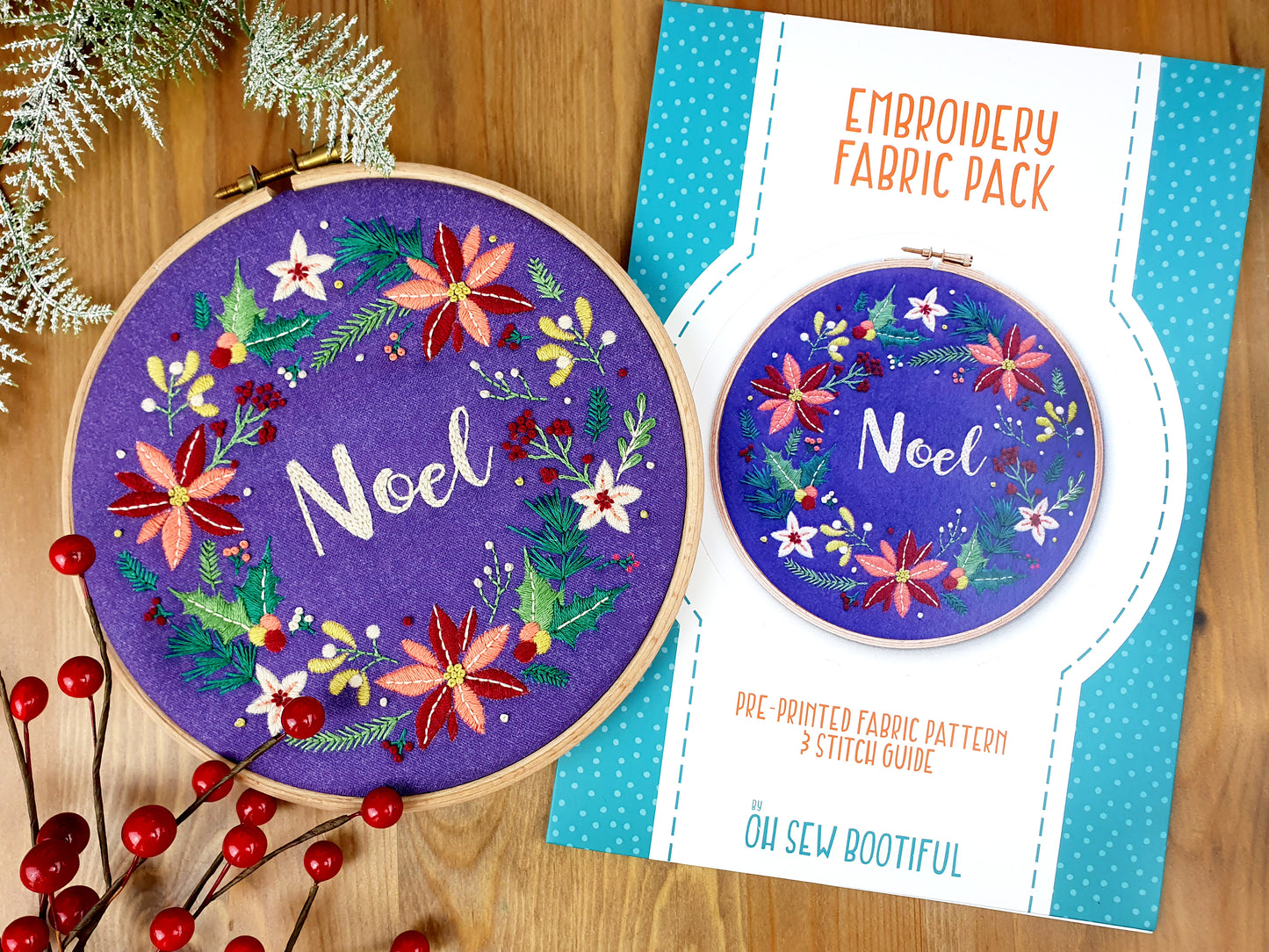 Christmas Wreath Noel Fabric Pattern Pack - Fabric Packs - ohsewbootiful