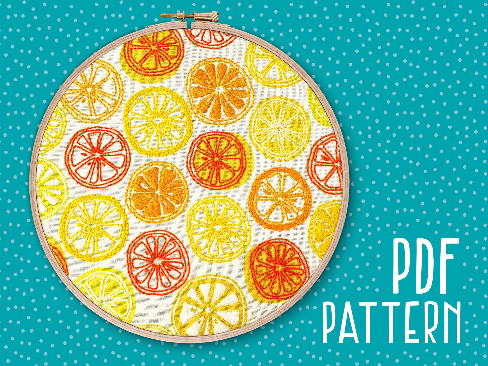 Oranges and Lemons Embroidery PDF Pattern -  - ohsewbootiful