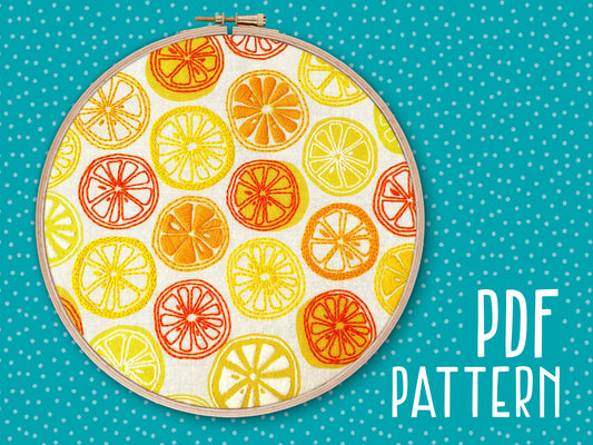 Oranges and Lemons Embroidery PDF Pattern -  - ohsewbootiful