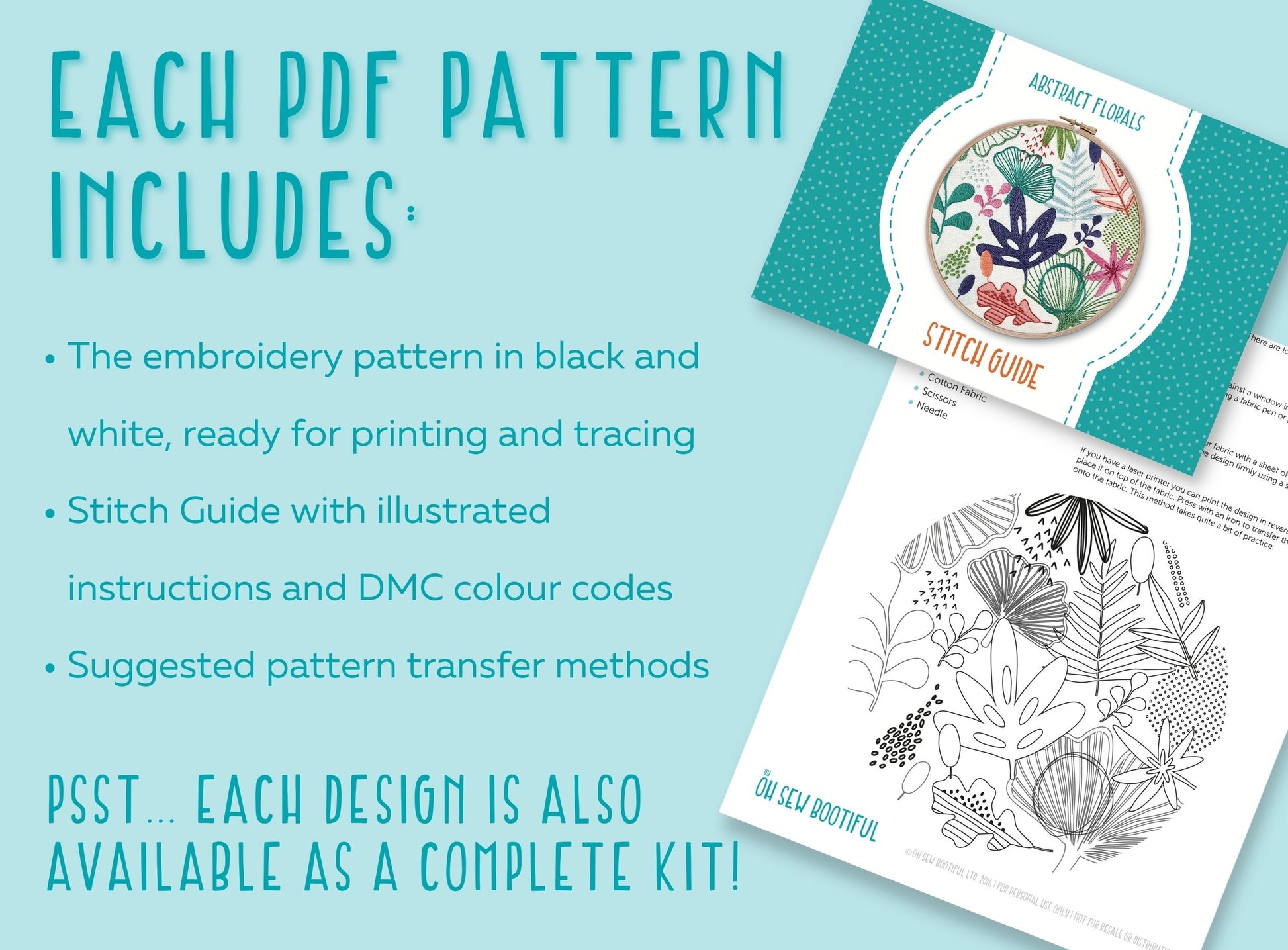 Queen Anne Lace Embroidery PDF Pattern -  - ohsewbootiful