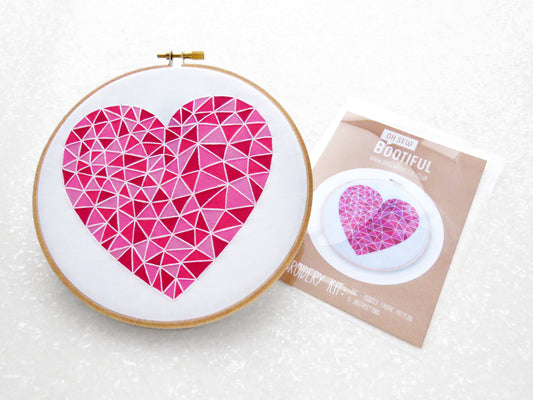 Geometric Pink + Red Heart Fabric Pattern Pack - Fabric Packs - ohsewbootiful