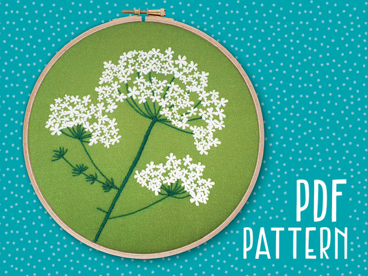 Queen Anne Lace Embroidery PDF Pattern -  - ohsewbootiful