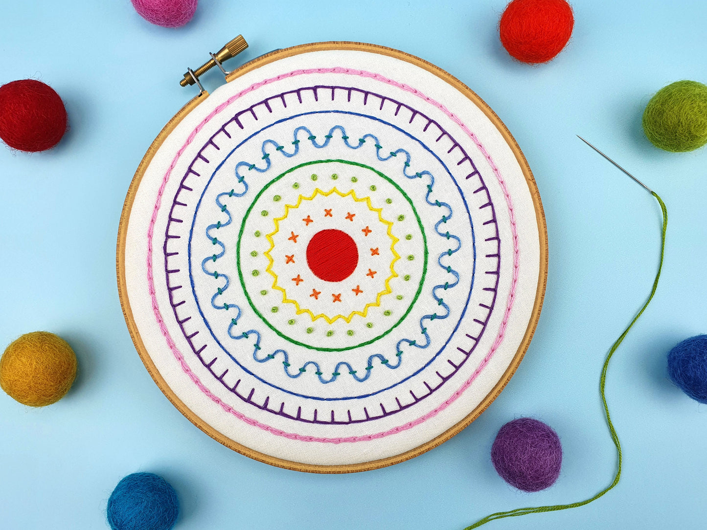Rainbow Sampler Embroidery Pattern, DIY Embroidery Kit - Fabric Packs - ohsewbootiful