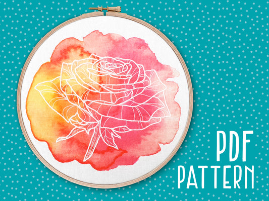 Rose Embroidery PDF Pattern -  - ohsewbootiful