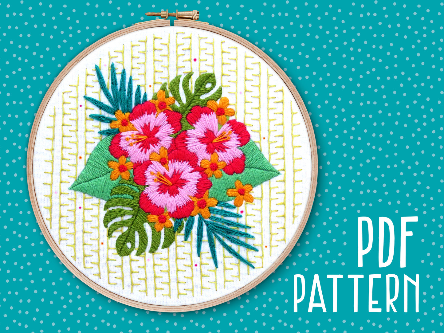 Tropical Hibiscus Embroidery PDF Pattern -  - ohsewbootiful