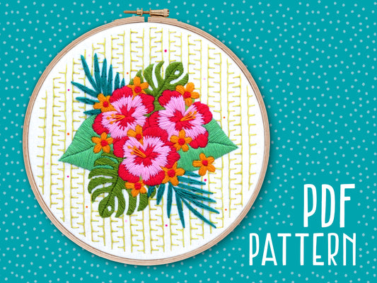 Tropical Hibiscus Embroidery PDF Pattern -  - ohsewbootiful