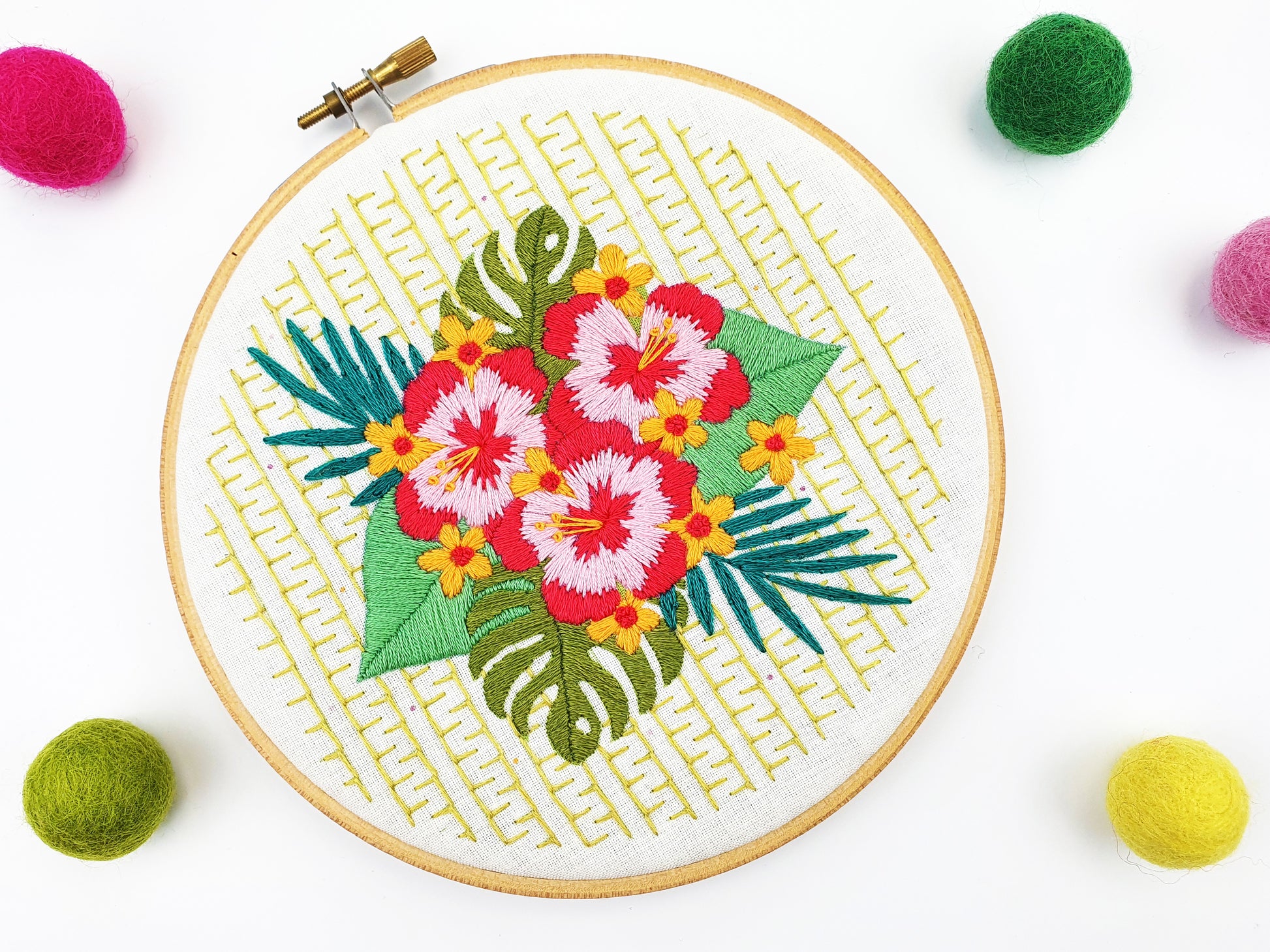 Tropical Flowers Embroidery Kit - Embroidery Kits - ohsewbootiful