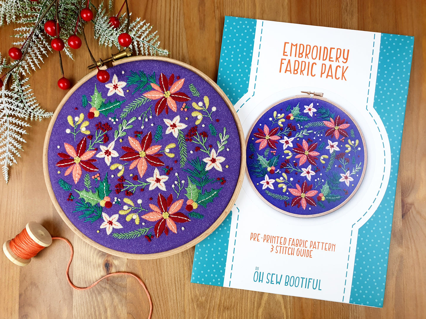 Winter Flowers Christmas Fabric Pattern Pack - Fabric Packs - ohsewbootiful