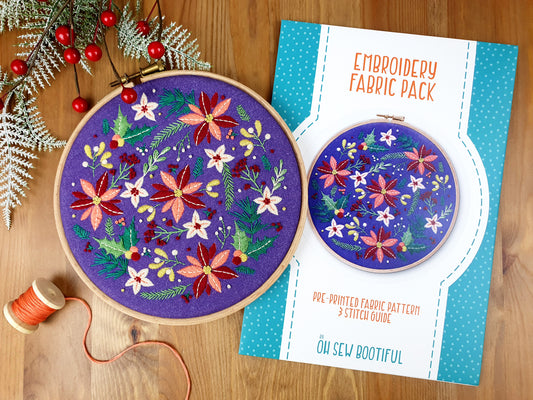 Winter Flowers Christmas Fabric Pattern Pack - Fabric Packs - ohsewbootiful