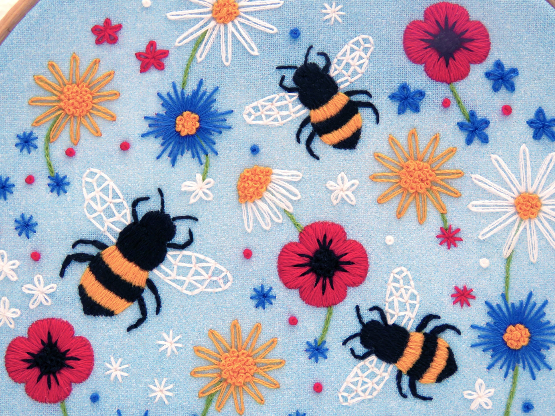 Bees and Wildflowers Embroidery Kit - Embroidery Kits - ohsewbootiful