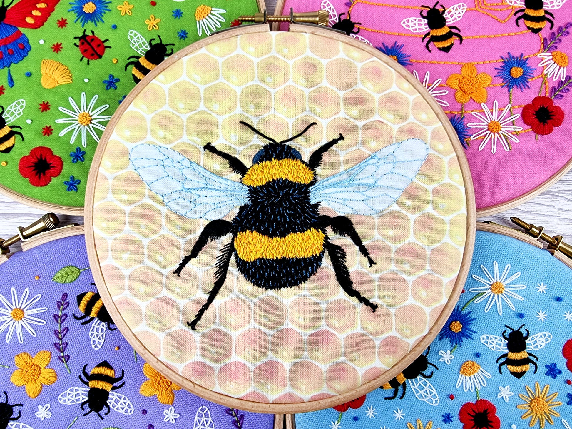 Thread Painted Bumble Bee Embroidery Kit - Embroidery Kits - ohsewbootiful
