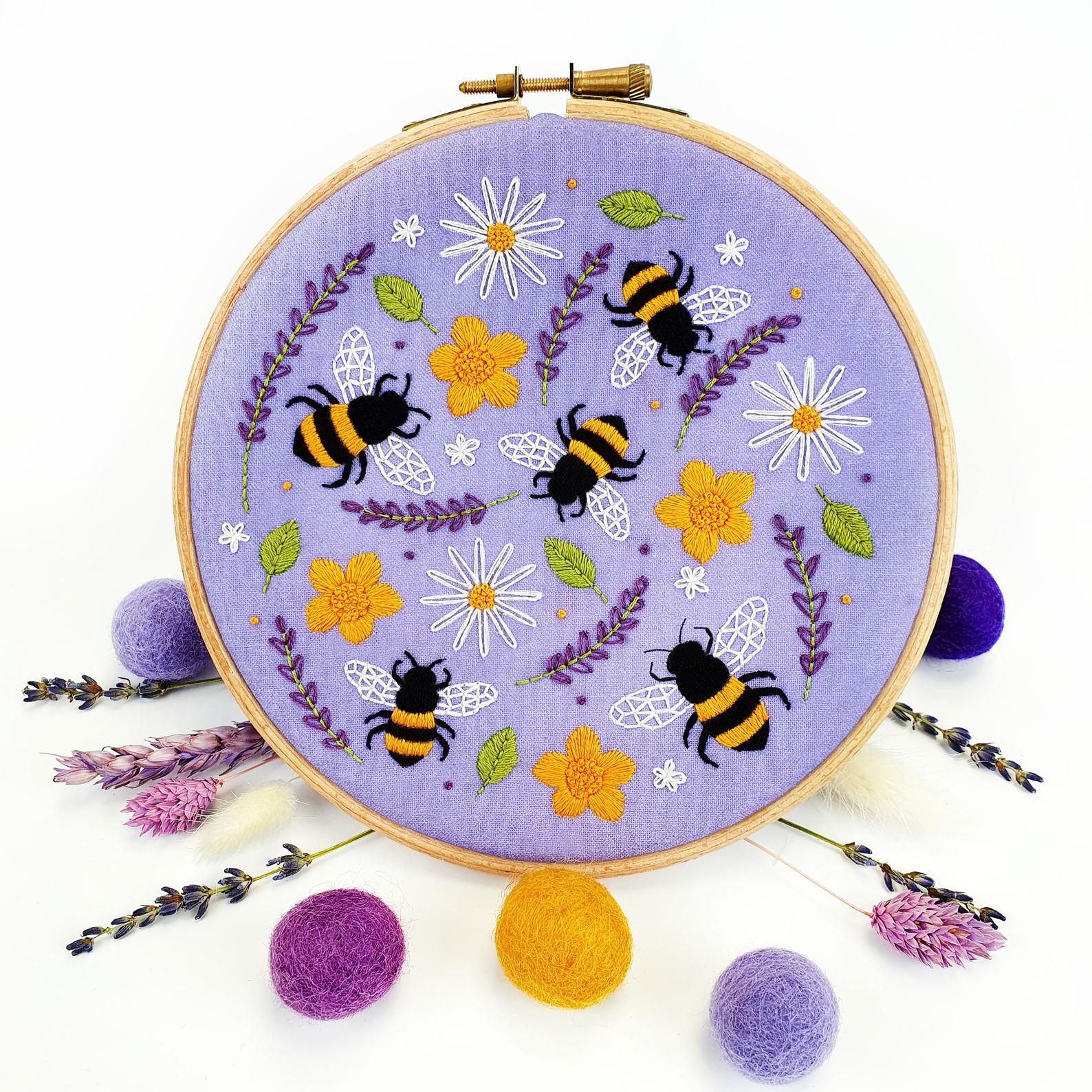 Bees and Lavender Embroidery Fabric Pattern Pack - Fabric Packs - ohsewbootiful
